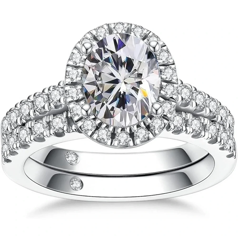 Moissanite Engagement Ring Oval Cut GRA Certified Wedding Anniversary 18K 925 - Picture 12 of 14